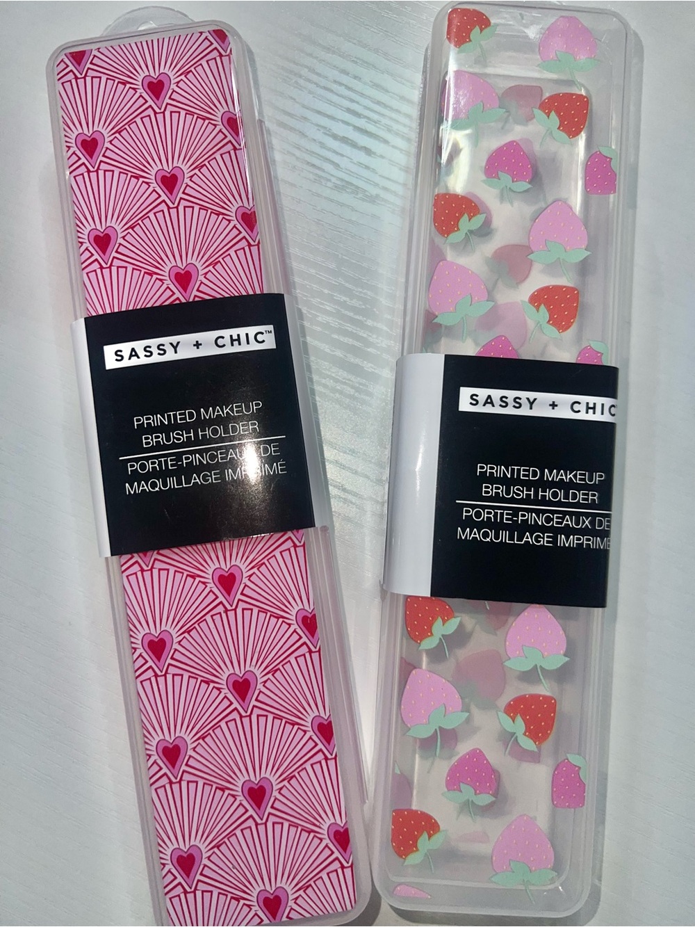 SASSY + CHIC Pink Printed Makeup Brush Holder